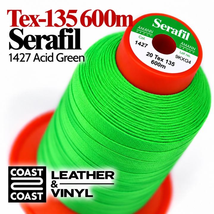Serafil Tex-135 600m thread spool, 1427 Acid Green