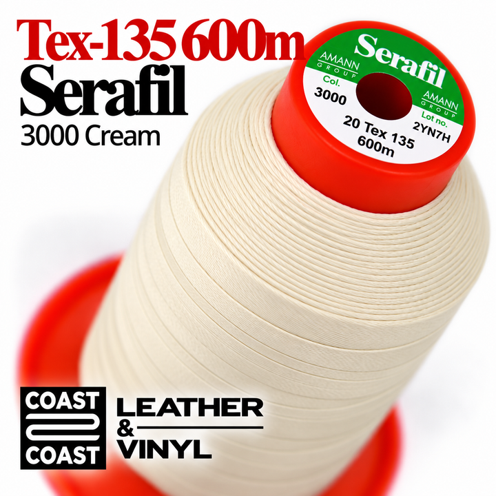 Serafil Tex-135 600m thread spool, 3000 Cream