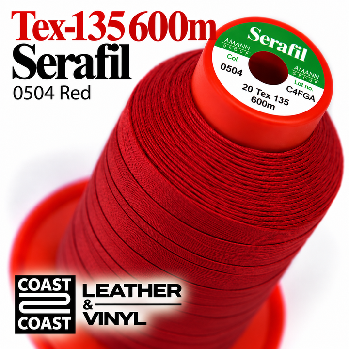 Serafil Tex-135 600m thread spool, 0504 Red