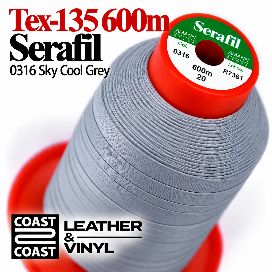 Serafil Tex-135 600m thread spool, 0316 Sky Cool Grey