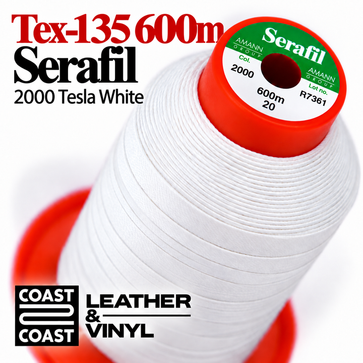 Serafil Tex-135 600m thread spool, 2000 Tesla White